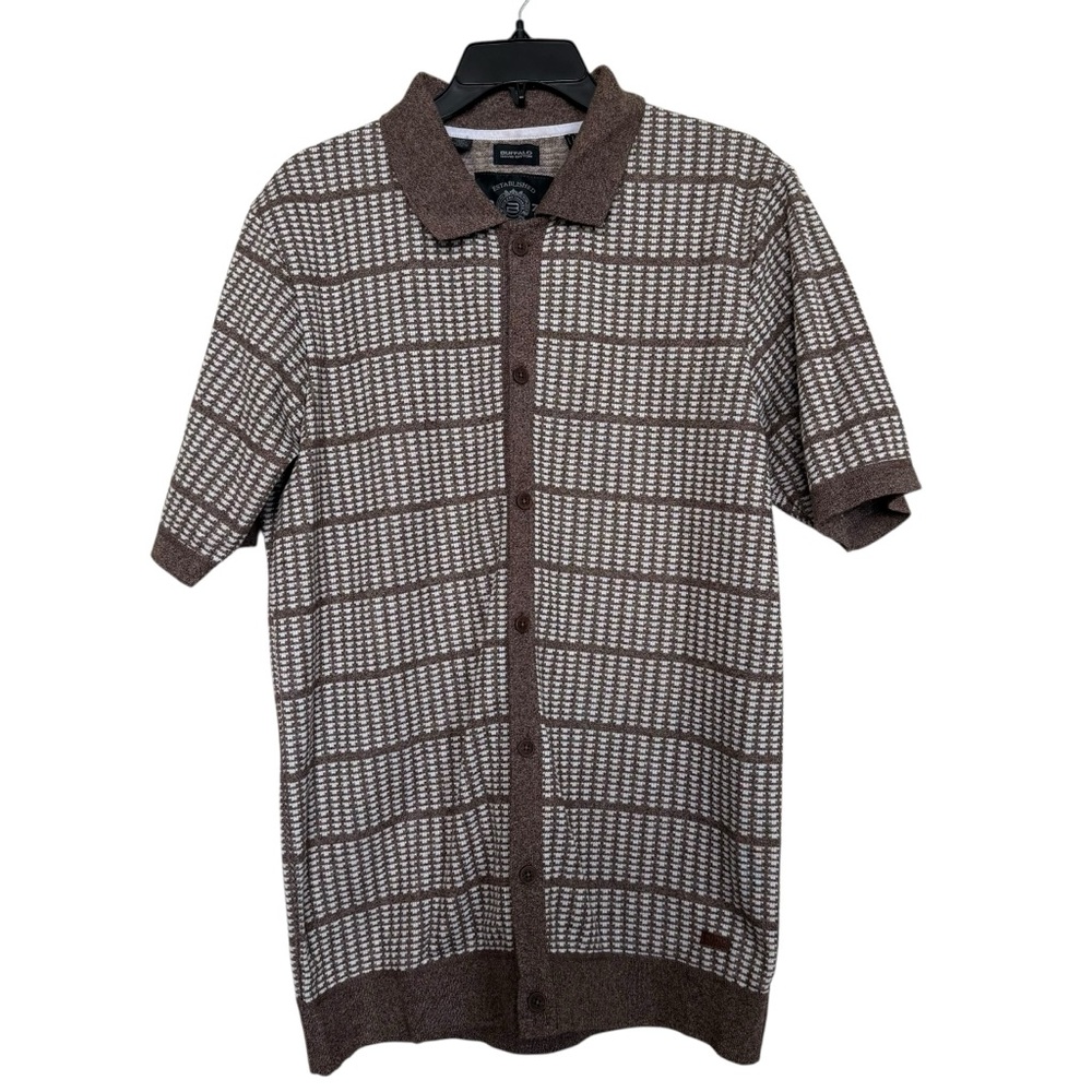 Buffalo David Bitton Men’s Sz L Knit Contrast Button Up Shirt/Sweater